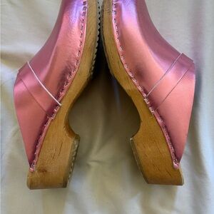 Pink Leather Clog Mules